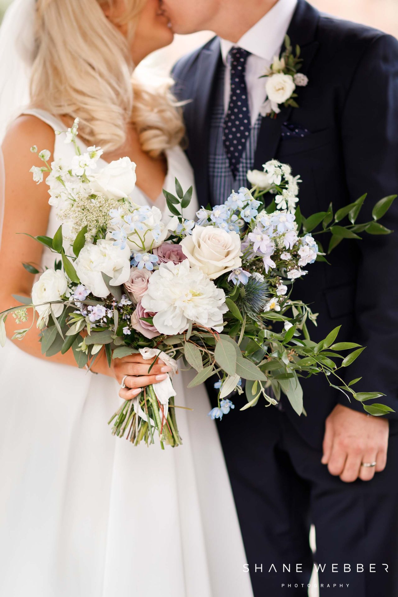 Bride, Groom, Winter Wedding, White Flower, Foliage, Happy Couple