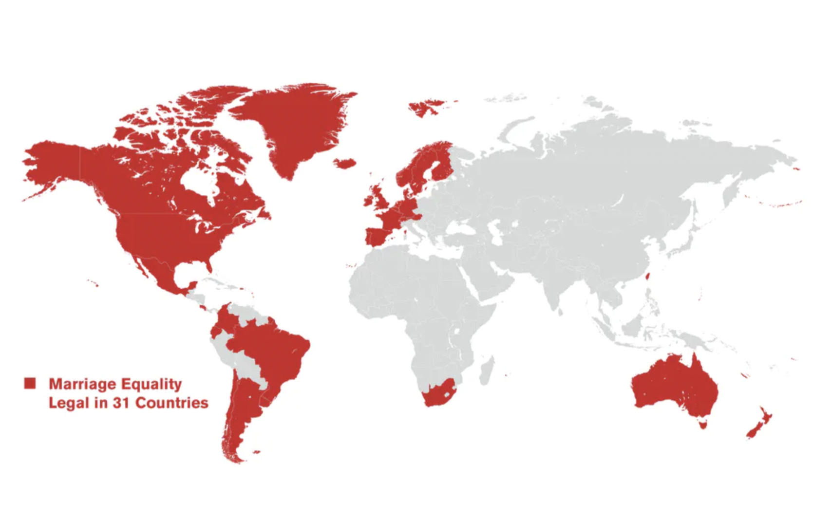 Map of legalised marriages around the world 